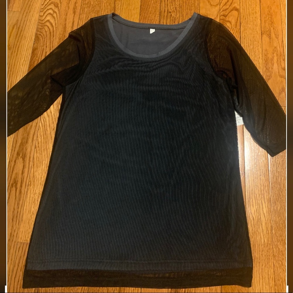 Black mesh long sleeve blouse!